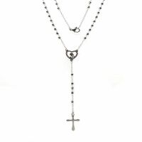 Kette Rosenkranz Silber "Herz Jesu" Edelstahl Unisex