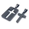 Anhänger für Zwei Kreuz und Rahmen aus Edelstahl Unisex - Silber oder Schwarz