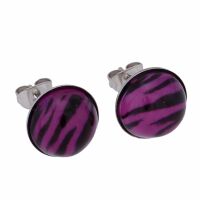 Ohrstecker lila getigert Rockabilly 10mm aus Edelstahl Damen