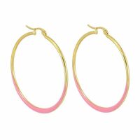 Creolen mit pinken Streifen gold aus Edelstahl Damen