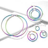 Creolen Klassisch schmal Regenbogenfarben Edelstahl Damen...