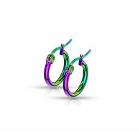 Creolen Klassisch schmal Regenbogenfarben aus Edelstahl Damen - 15 mm