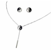 Schmuckset Yin und Yang silber aus Edelstahl Damen