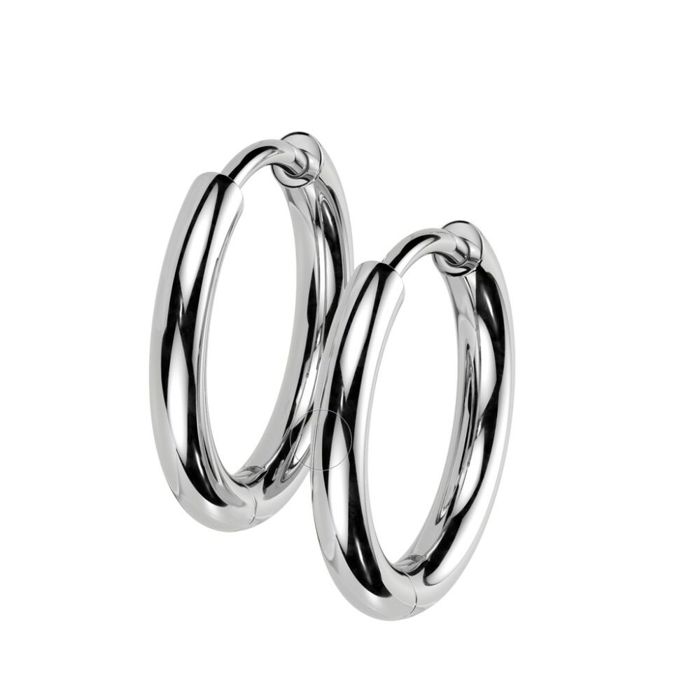 Creolen klassisch 14 mm aus Titan Unisex - Silber
