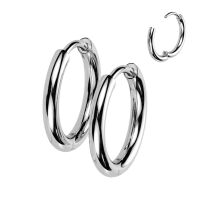 Creolen klassisch 14 mm aus Titan Unisex - Silber