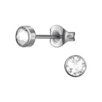 Ohrstecker mit klarem Kristall 4mm silber aus Titan...