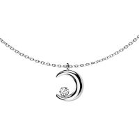 Kette mit Mond und Kristall silber aus Edelstahl Damen