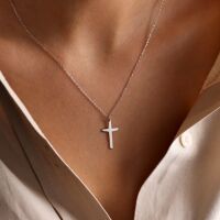 Kette mit Kreuz aus Edelstahl Unisex Gold