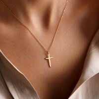 Kette mit Kreuz aus Edelstahl Unisex Gold