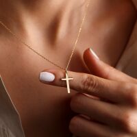 Kette mit Kreuz aus Edelstahl Unisex Gold