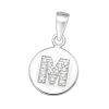 Anhänger Rund mit Buchstaben und Kristall Silber 925 Silber Unisex