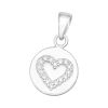 Anhänger Rund mit Kristall-Herz Silber aus 925 Silber Unisex