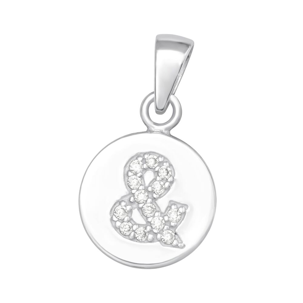 Anhänger Rund mit dem Und-Zeichen und Kristall Silber aus 925 Silber Unisex