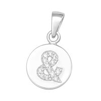Anhänger Rund mit dem Und-Zeichen und Kristall Silber aus 925 Silber Unisex