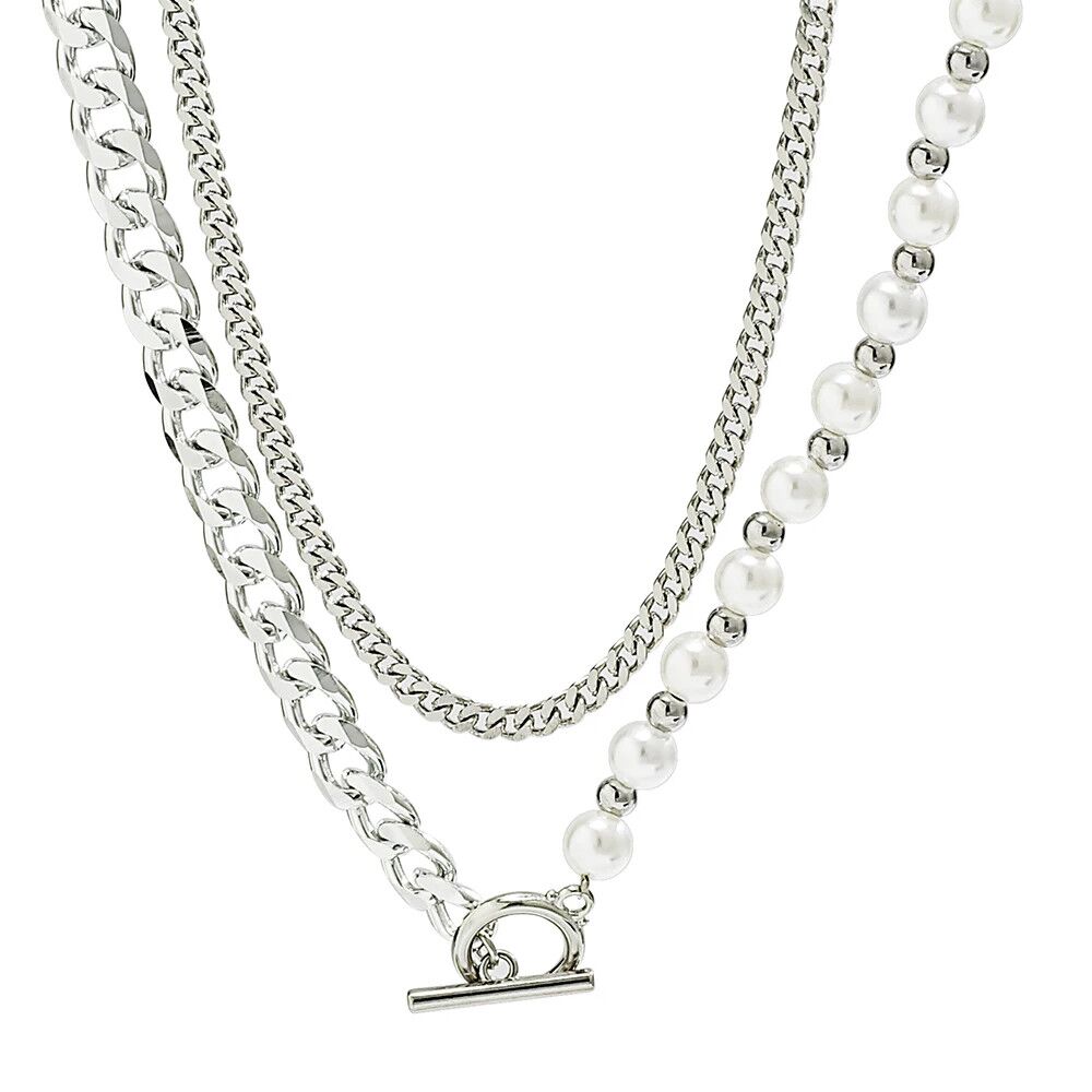 Mixkette Perlen Panzer-Glieder Hip Hop silber Edelstahl/Messing Unisex