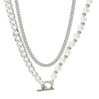 Mixkette Perlen Panzer-Glieder Hip Hop silber...