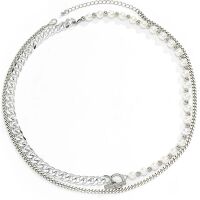 Mixkette Perlen Panzer-Glieder Hip Hop silber Edelstahl/Messing Unisex