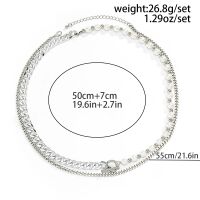 Mixkette Perlen Panzer-Glieder Hip Hop silber Edelstahl/Messing Unisex