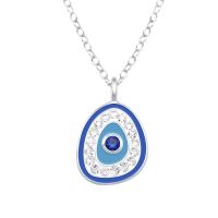 Kette Evil Eye blau/silber mit Kristallen aus 925 Silber...