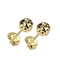 Ohrstecker Kugel gehämmert Goldfarben/5mm aus Edelstahl Unisex