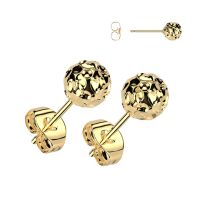 Ohrstecker Kugel gehämmert Goldfarben/5mm aus Edelstahl Unisex