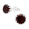 Ohrstecker Weinroter Kristall Rund 7mm aus 925 Silber für Damen