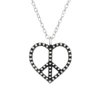 Kette mit Anhänger Peace Herz aus 925 Silber Unisex