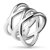 54 (17.2) Ring Doppel X silber aus Edelstahl Damen