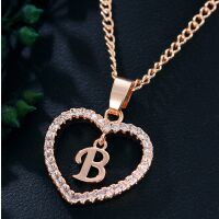 Kette Buchstaben Herz Rosegold aus Alloy Damen - Buchstabe B