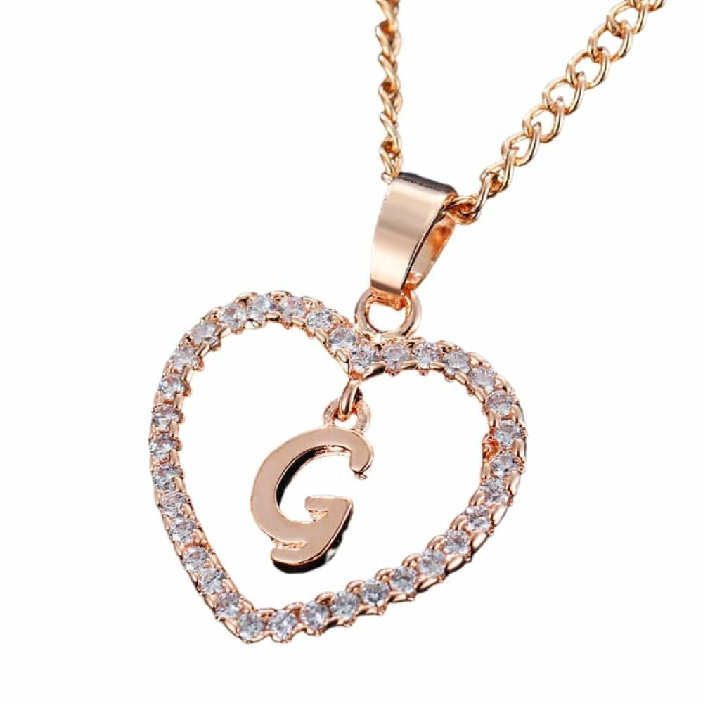 Kette Buchstaben Herz Rosegold aus Alloy Damen - Buchstabe G