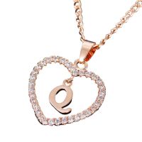 Kette Buchstaben Herz Rosegold aus Alloy Damen - Buchstabe Q