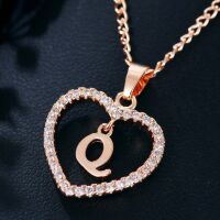 Kette Buchstaben Herz Rosegold aus Alloy Damen - Buchstabe Q