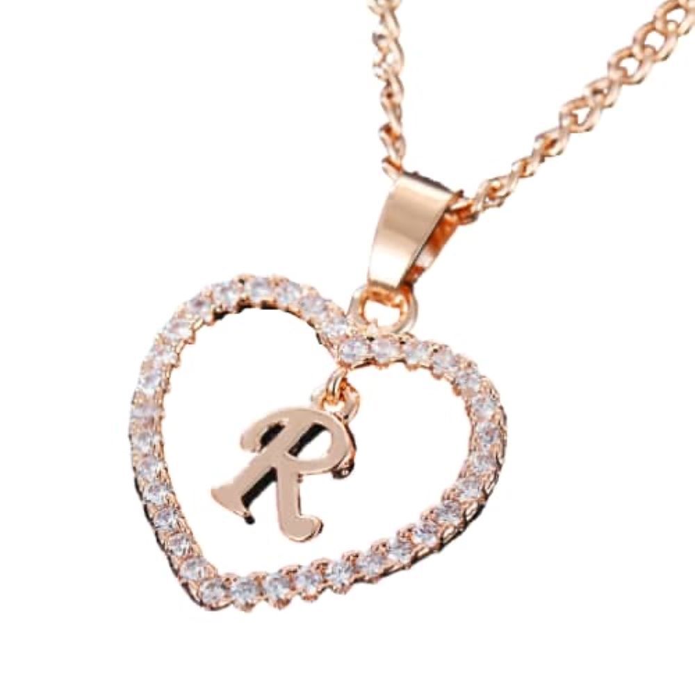 Kette Buchstaben Herz Rosegold aus Alloy Damen - Buchstabe R
