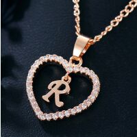 Kette Buchstaben Herz Rosegold aus Alloy Damen - Buchstabe R