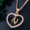 Kette Buchstaben Herz Rosegold aus Alloy Damen - Buchstabe V