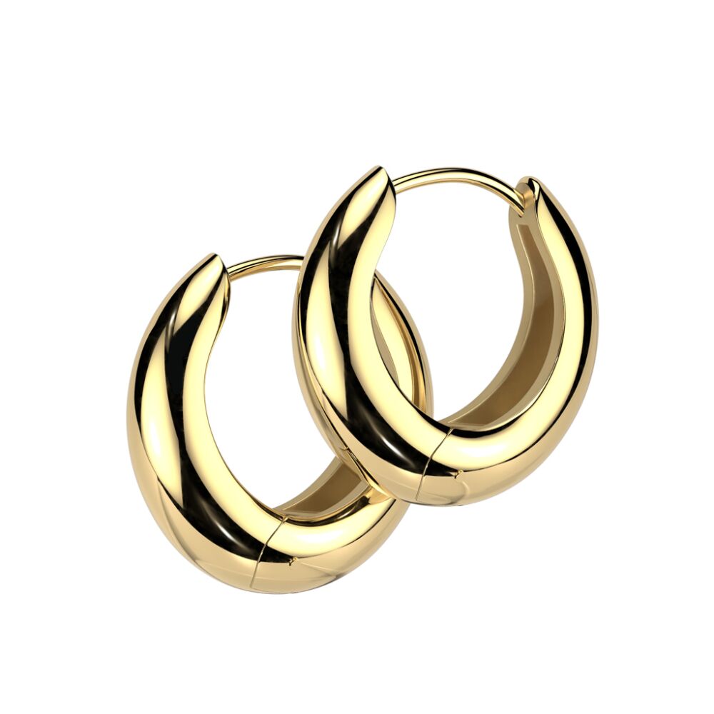 Creolen "Tautropfen" 15mm Gold aus Edelstahl Damen