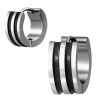Creolen mit schwarzen Streifen Silber aus Edelstahl Unisex