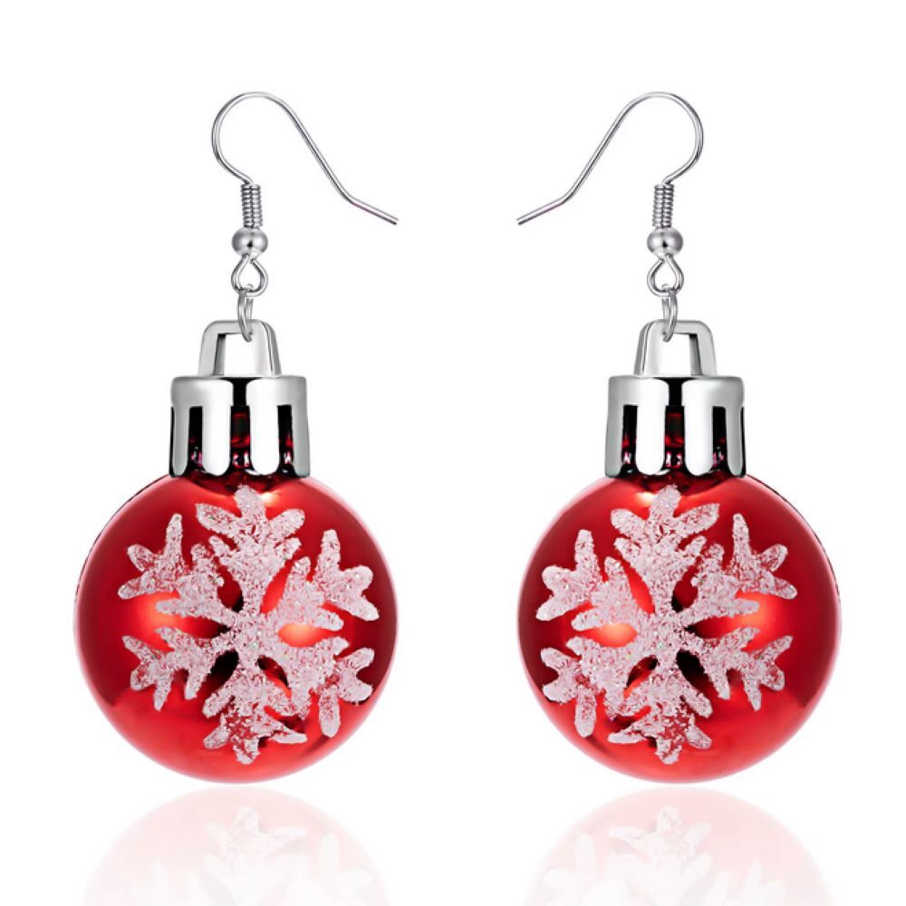 Ohrhänger Weihnachtsbaumkugel rot/silber Edelstahl/Messing für Damen