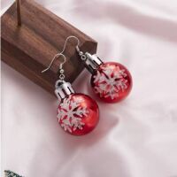 Ohrhänger Weihnachtsbaumkugel rot/silber Edelstahl/Messing für Damen