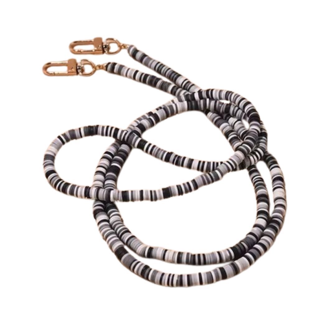 Handy-Kette Schwarz-Grau-Weiß 120cm lang Gummi Damen