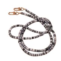 Handy-Kette Schwarz-Grau-Weiß 120cm lang Gummi Damen