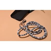Handy-Kette Schwarz-Grau-Weiß 120cm lang Gummi Damen