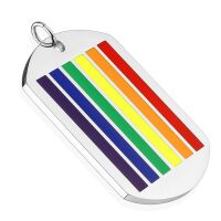 Anh&auml;nger Dog Tag Regenbogen Bunt aus Edelstahl Unisex