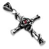 Anh&auml;nger Kreuz mit rotem Kristall Silber aus Edelstahl Unisex