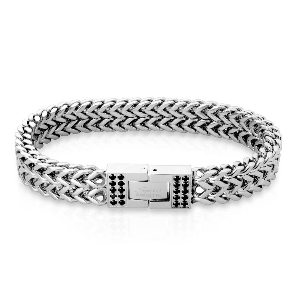 Armband mit Platte & Kristallen Silber aus Edelstahl Unisex, 53,99 €