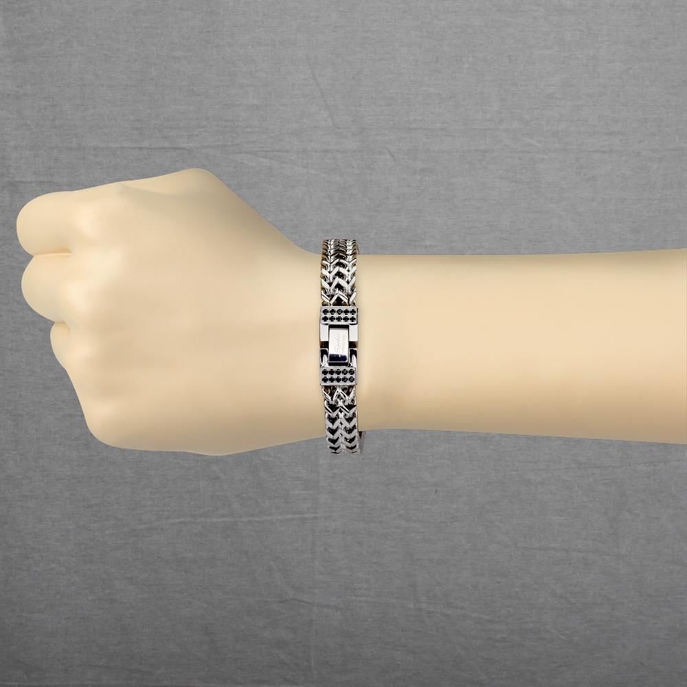 Armband mit Platte & Kristallen Silber aus Edelstahl Unisex, 53,99 €