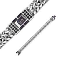 Armband mit Platte & Kristallen Silber aus Edelstahl...