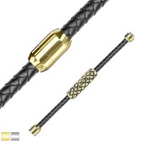 Armband Rautendesign Schwarz-Gold aus Leder Unisex