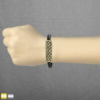 Armband Rautendesign Schwarz-Gold aus Leder Unisex