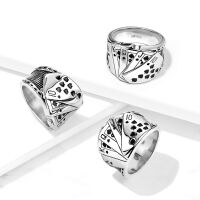 Ring Royal Straight Flush breit Silber aus Edelstahl Herren